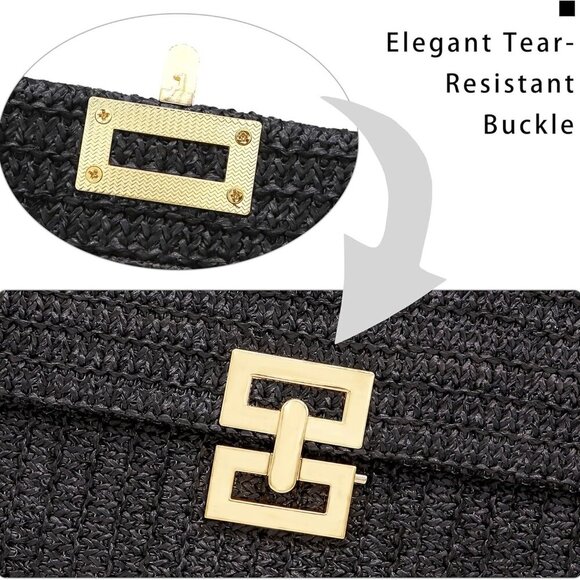 Lightweight Summer Straw Clutch with Reinforced Chain - Trendy Women’s Accessory - Picture 3 of 6